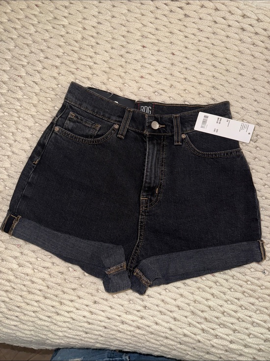 BDG Pants - BDG Black Rolled-Hem High-Rise Denim Shorts